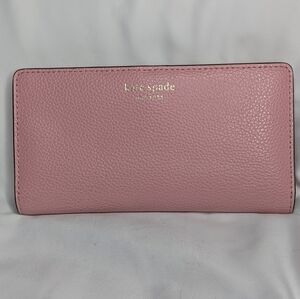 Kate Spade NY Eva Large Slim Bifold Credit Card Wallet Pink Carnation